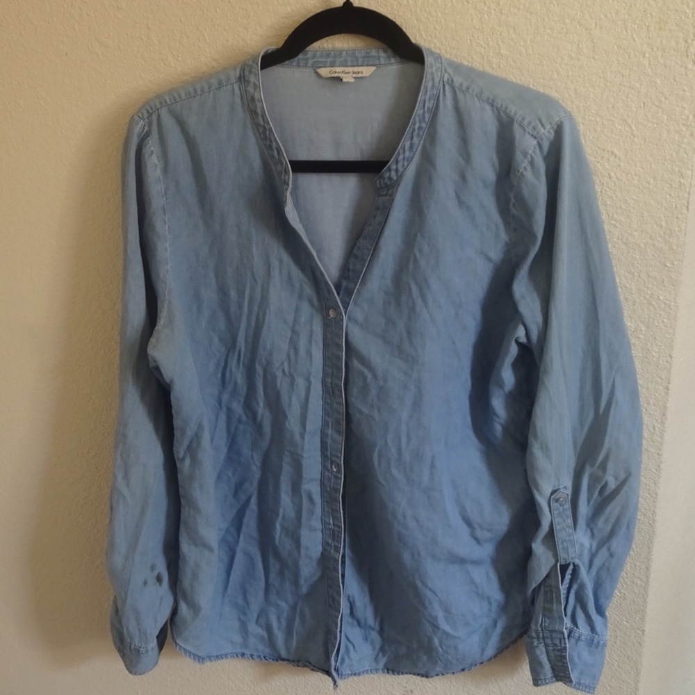Jean-blue long-sleeve shirt